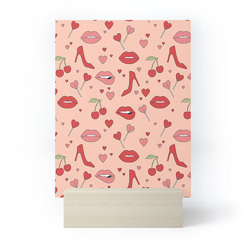 Cuss Yeah Designs Flirty Lips Pattern Mini Art Print