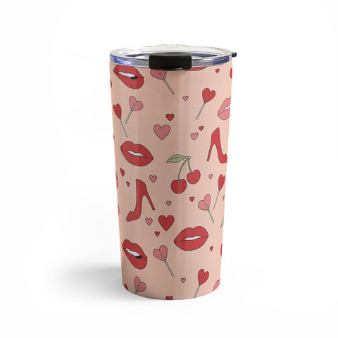 Cuss Yeah Designs Flirty Lips Pattern Travel Mug