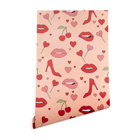 Cuss Yeah Designs Flirty Lips Pattern Wallpaper