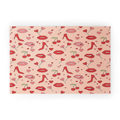 Cuss Yeah Designs Flirty Lips Pattern Welcome Mat