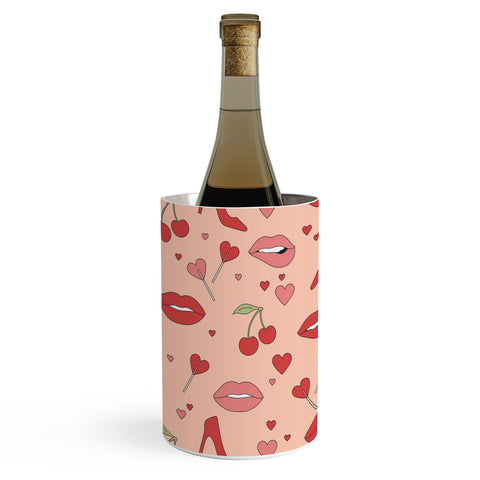 Cuss Yeah Designs Flirty Lips Pattern Wine Chiller