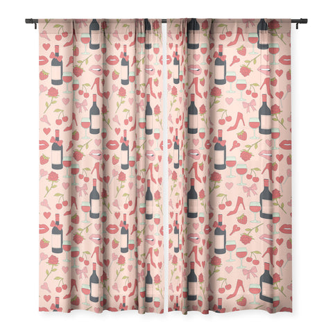 Cuss Yeah Designs Flirty Valentines Day Sheer Window Curtain