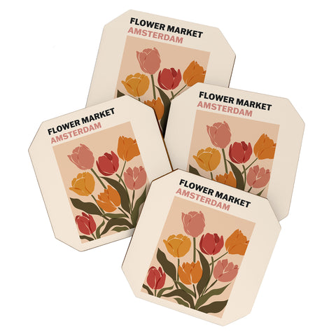 Cuss Yeah Designs Flower Market Amsterdam Coaster Set