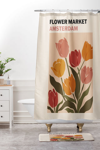 Cuss Yeah Designs Flower Market Amsterdam Shower Curtain And Mat