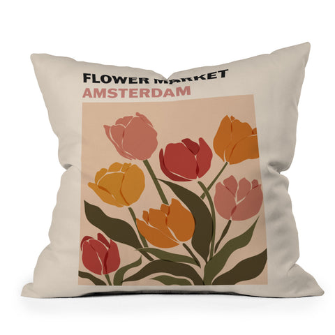 Cuss Yeah Designs Flower Market Amsterdam Throw Pillow