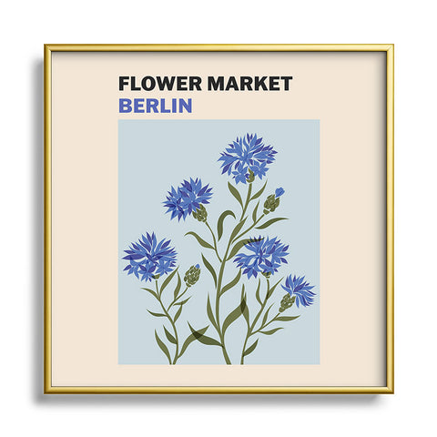 Cuss Yeah Designs Flower Market Berlin Square Metal Framed Art Print