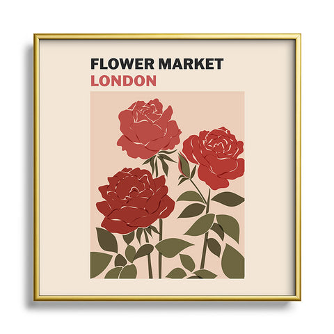 Cuss Yeah Designs Flower Market London UK Square Metal Framed Art Print