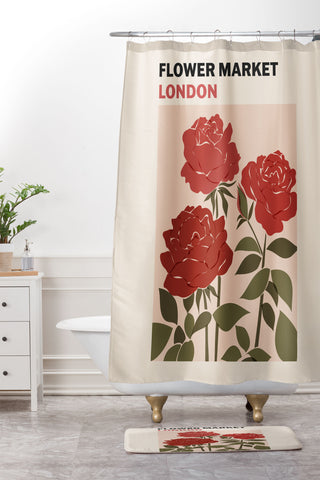 Cuss Yeah Designs Flower Market London UK Shower Curtain And Mat