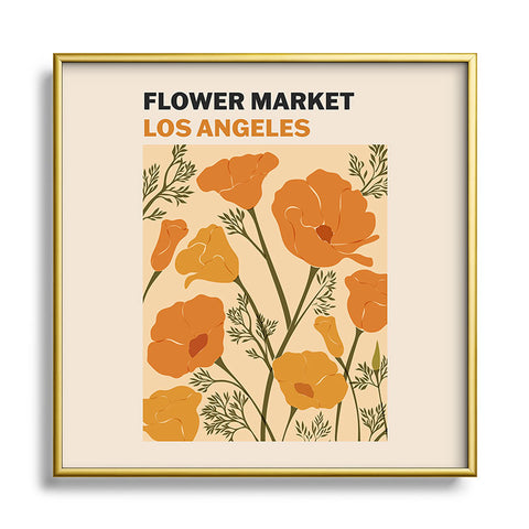 Cuss Yeah Designs Flower Market Los Angeles Square Metal Framed Art Print
