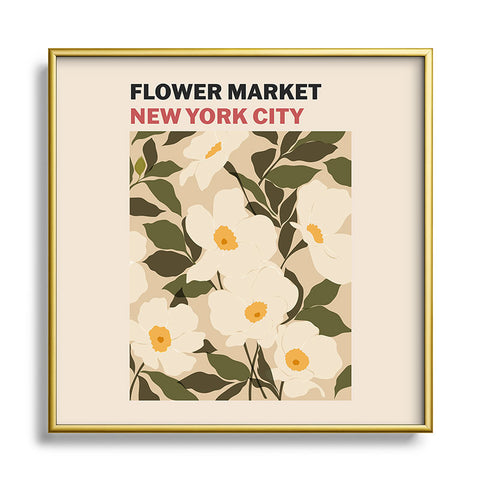 Cuss Yeah Designs Flower Market NYC Square Metal Framed Art Print