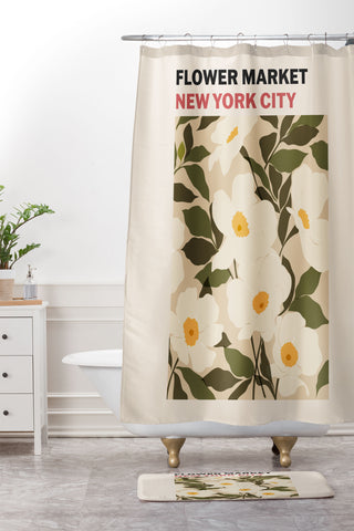 Cuss Yeah Designs Flower Market NYC Shower Curtain And Mat