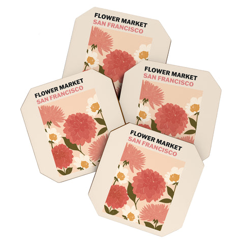 Cuss Yeah Designs Flower Market San Francisco Coaster Set