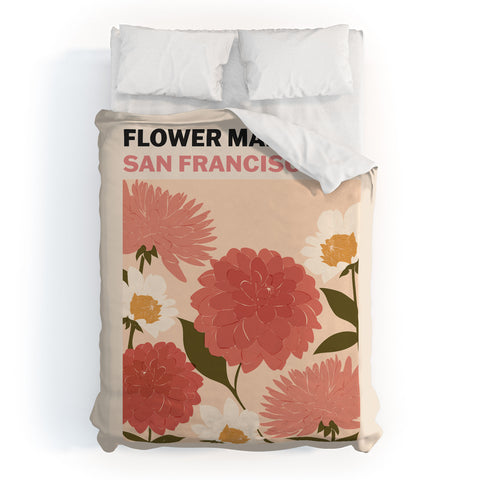Cuss Yeah Designs Flower Market San Francisco Duvet Cover