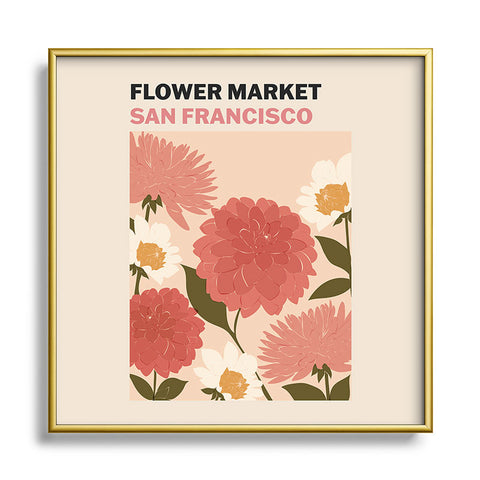 Cuss Yeah Designs Flower Market San Francisco Square Metal Framed Art Print