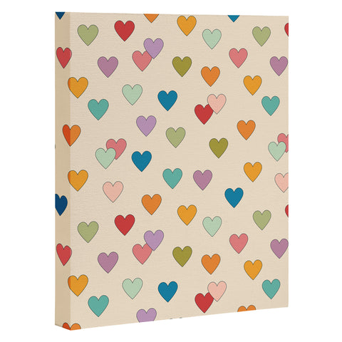 Cuss Yeah Designs Groovy Multicolored Hearts Art Canvas