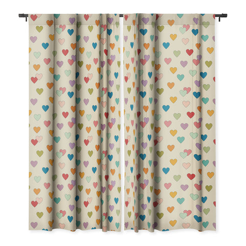 Cuss Yeah Designs Groovy Multicolored Hearts Blackout Window Curtain