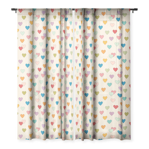 Cuss Yeah Designs Groovy Multicolored Hearts Sheer Window Curtain