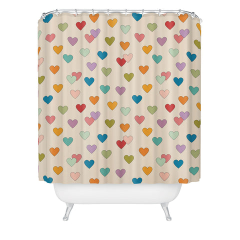 Cuss Yeah Designs Groovy Multicolored Hearts Shower Curtain