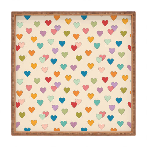 Cuss Yeah Designs Groovy Multicolored Hearts Square Tray