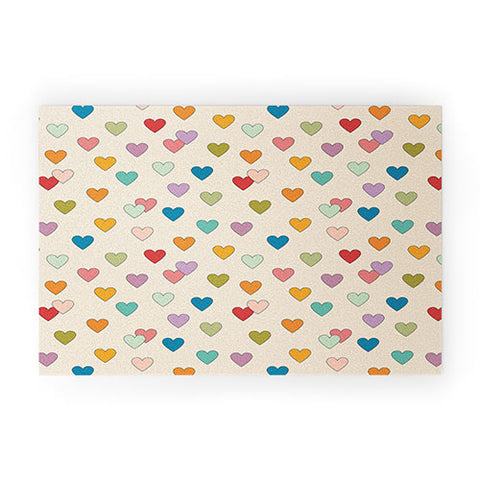 Cuss Yeah Designs Groovy Multicolored Hearts Welcome Mat