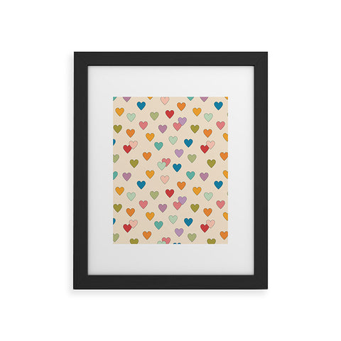 Cuss Yeah Designs Groovy Multicolored Hearts Framed Art Print