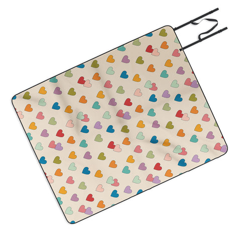 Cuss Yeah Designs Groovy Multicolored Hearts Picnic Blanket