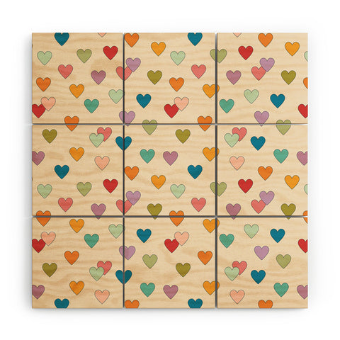 Cuss Yeah Designs Groovy Multicolored Hearts Wood Wall Mural