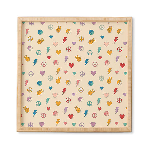 Cuss Yeah Designs Groovy Peace and Love Framed Wall Art
