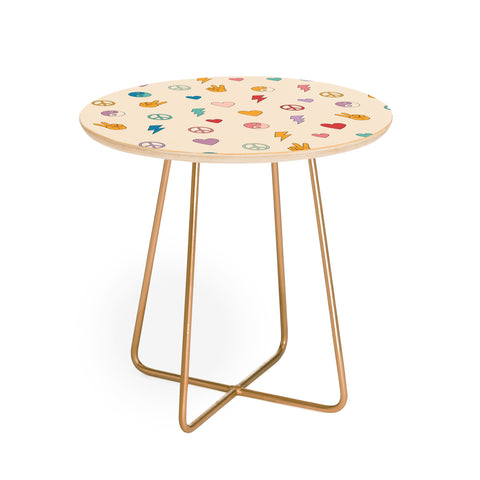 Cuss Yeah Designs Groovy Peace and Love Round Side Table