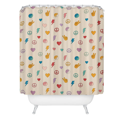 Cuss Yeah Designs Groovy Peace and Love Shower Curtain