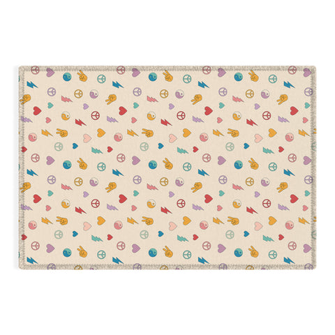 Cuss Yeah Designs Groovy Peace and Love Outdoor Rug
