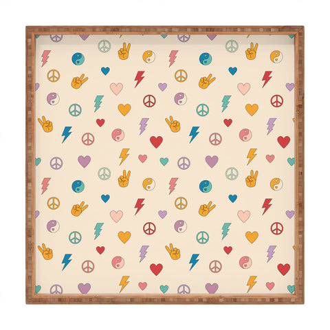 Cuss Yeah Designs Groovy Peace and Love Square Tray