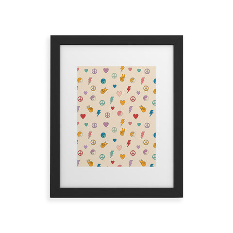 Cuss Yeah Designs Groovy Peace and Love Framed Art Print