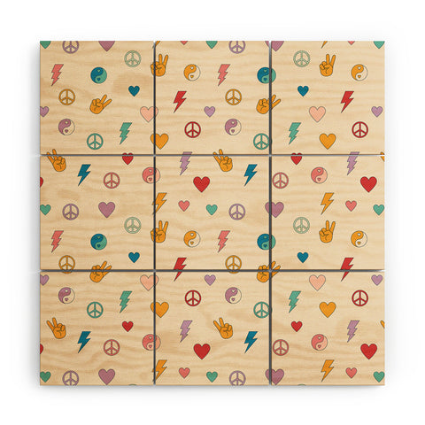 Cuss Yeah Designs Groovy Peace and Love Wood Wall Mural