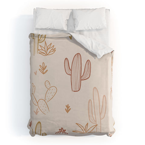 Cuss Yeah Designs Hand Drawn Cactus Pattern Duvet Cover