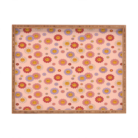 Cuss Yeah Designs Happy Valentines Daisies Rectangular Tray