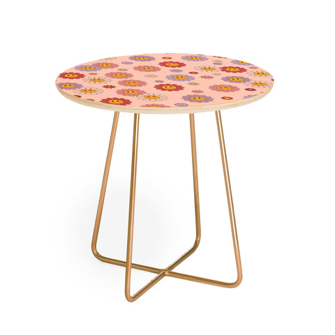 Cuss Yeah Designs Happy Valentines Daisies Round Side Table