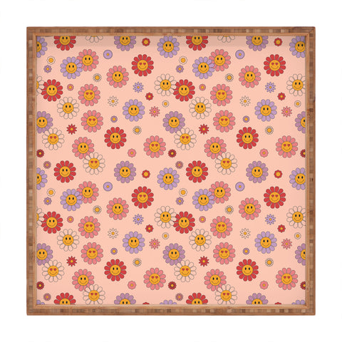 Cuss Yeah Designs Happy Valentines Daisies Square Tray