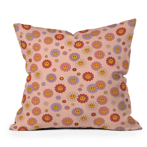 Cuss Yeah Designs Happy Valentines Daisies Throw Pillow