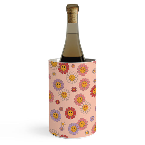 Cuss Yeah Designs Happy Valentines Daisies Wine Chiller