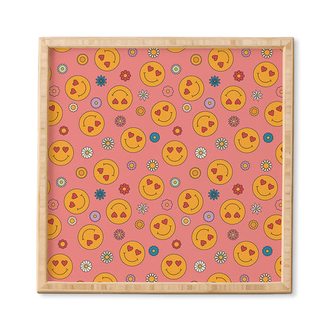 Cuss Yeah Designs Heart Eyes Smiley Face Framed Wall Art
