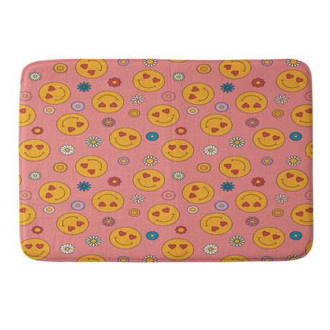 Cuss Yeah Designs Heart Eyes Smiley Face Memory Foam Bath Mat