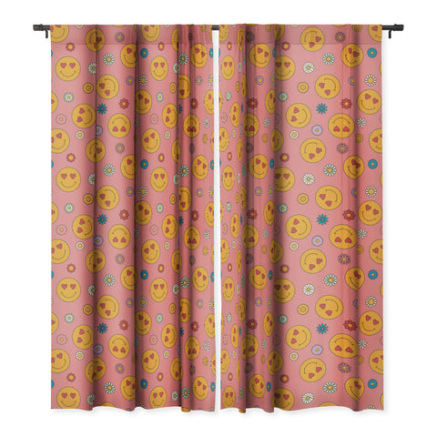Cuss Yeah Designs Heart Eyes Smiley Face Blackout Window Curtain