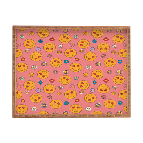 Cuss Yeah Designs Heart Eyes Smiley Face Rectangular Tray
