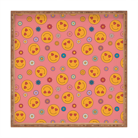 Cuss Yeah Designs Heart Eyes Smiley Face Square Tray