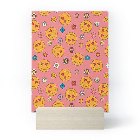 Cuss Yeah Designs Heart Eyes Smiley Face Mini Art Print