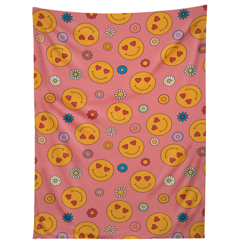 Cuss Yeah Designs Heart Eyes Smiley Face Tapestry