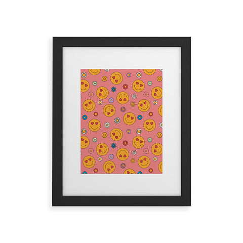 Cuss Yeah Designs Heart Eyes Smiley Face Framed Art Print