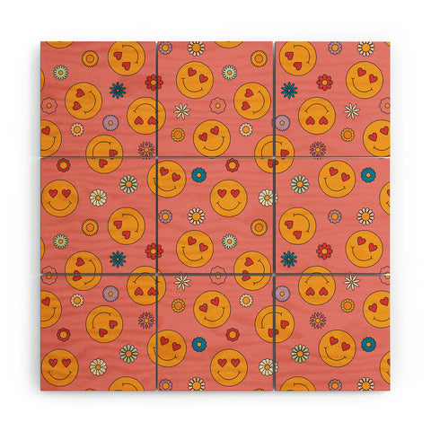 Cuss Yeah Designs Heart Eyes Smiley Face Wood Wall Mural