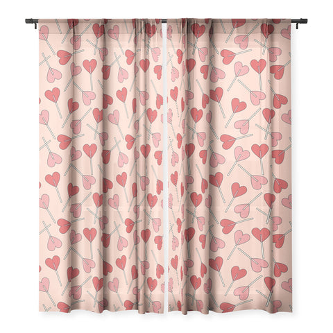 Cuss Yeah Designs Heart Lollipops Sheer Window Curtain